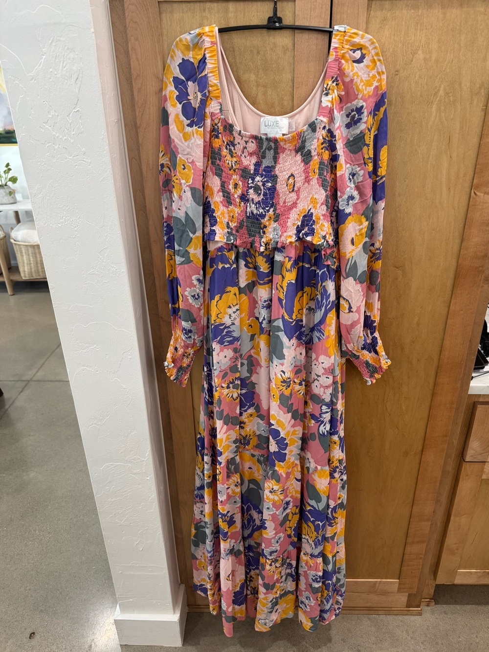 Seraphine Pink, Purple & Yellow Floral Smocked Maxi Dress